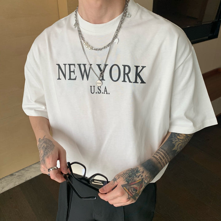 Men's Letter Print T-Shirt – Relaxed Fit