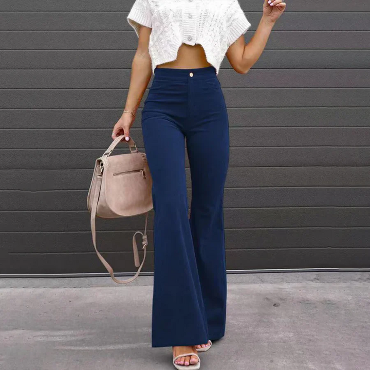 Damen Flare Hose mit Rippenstruktur – Eng anliegender Schnitt, mittelhoher Bund