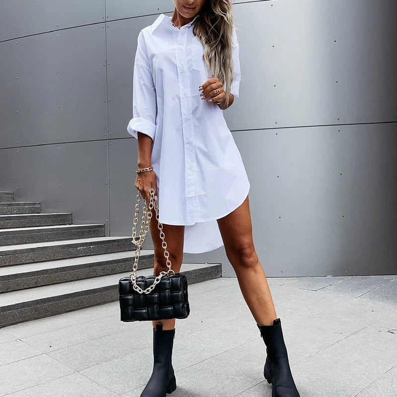 Camicia Donna Maniche Lunghe Collo a V Ampio – Con Bottoni Casual