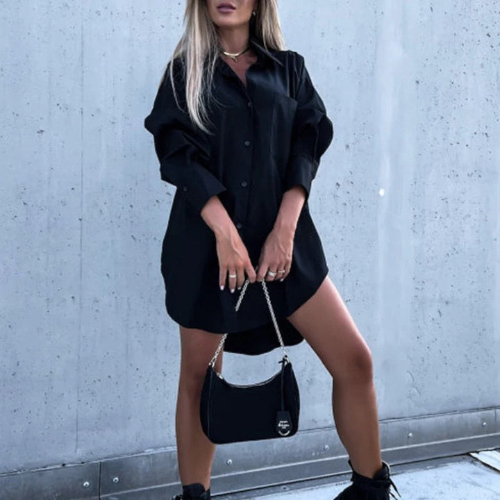Camicia Donna Maniche Lunghe Collo a V Ampio – Con Bottoni Casual