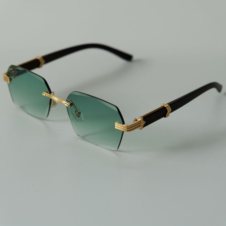 Damen Sonnenbrille Geometrisch Ohne Rahmen – Eckige Gläser & Details aus Goldenem Metall UV400