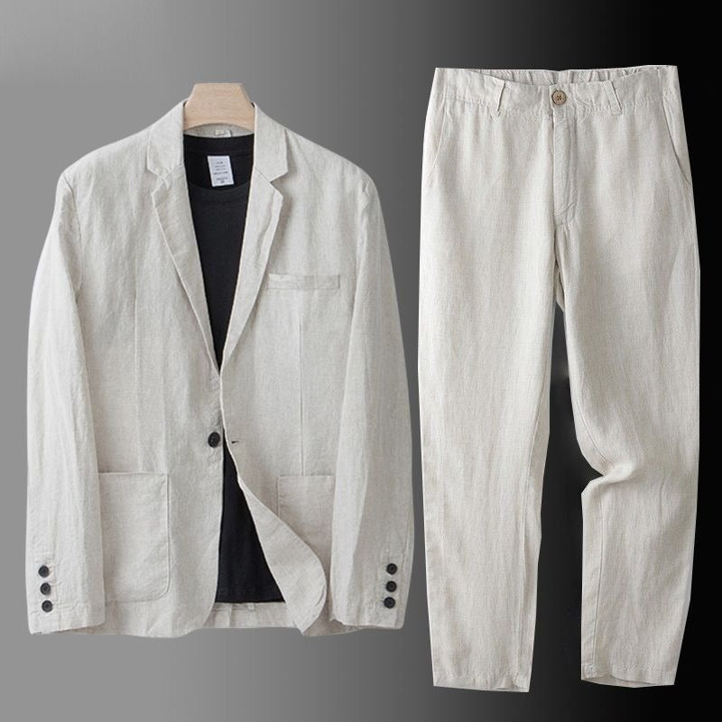 Abito Uomo in Lino – Blazer con Bottone Singolo e Pantaloni Coordinati