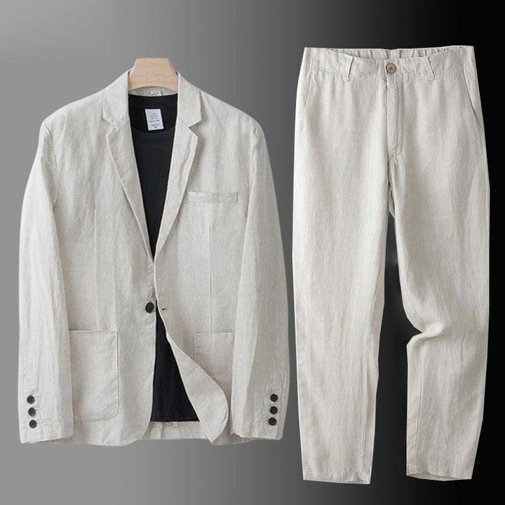 Abito Uomo in Lino – Blazer con Bottone Singolo e Pantaloni Coordinati