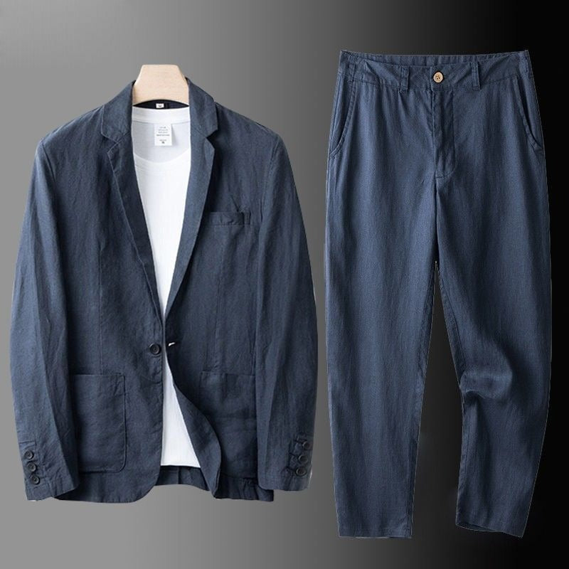 Abito Uomo in Lino – Blazer con Bottone Singolo e Pantaloni Coordinati