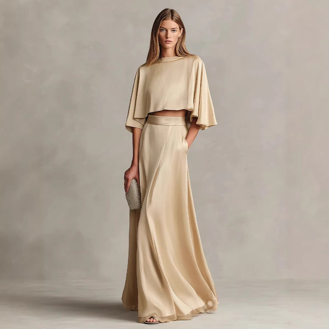 Damen-Satin-Zweiteiler – minimalistischer, legerer Schnitt