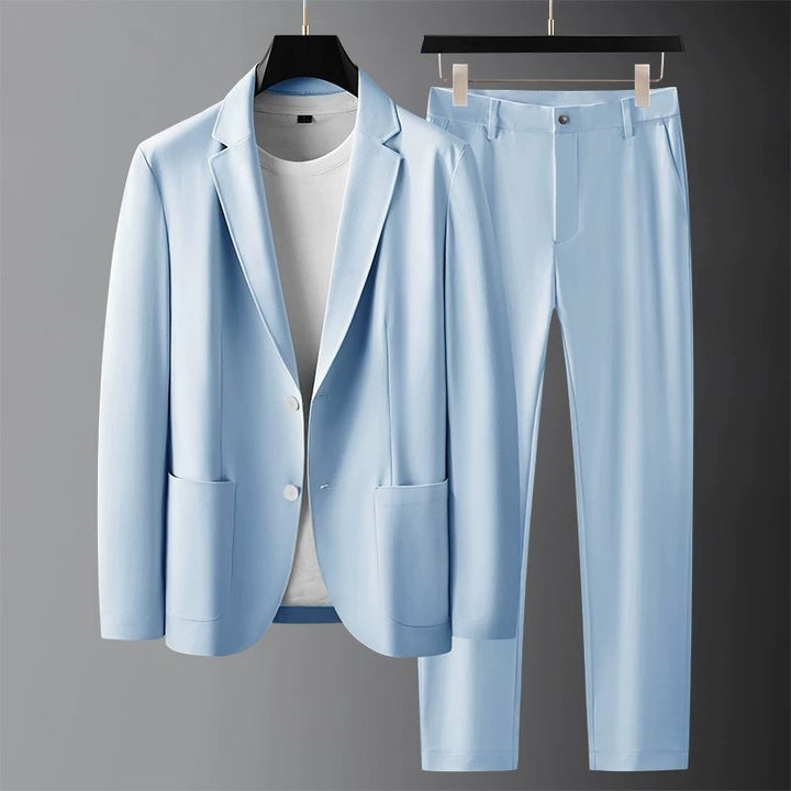 Men's Slim Two-Piece Suit – Lightweight Ice Silk Fabric