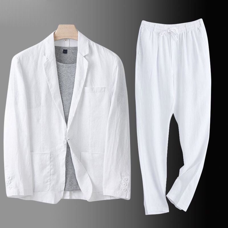 Abito Uomo in Lino – Blazer con Bottone Singolo e Pantaloni Coordinati