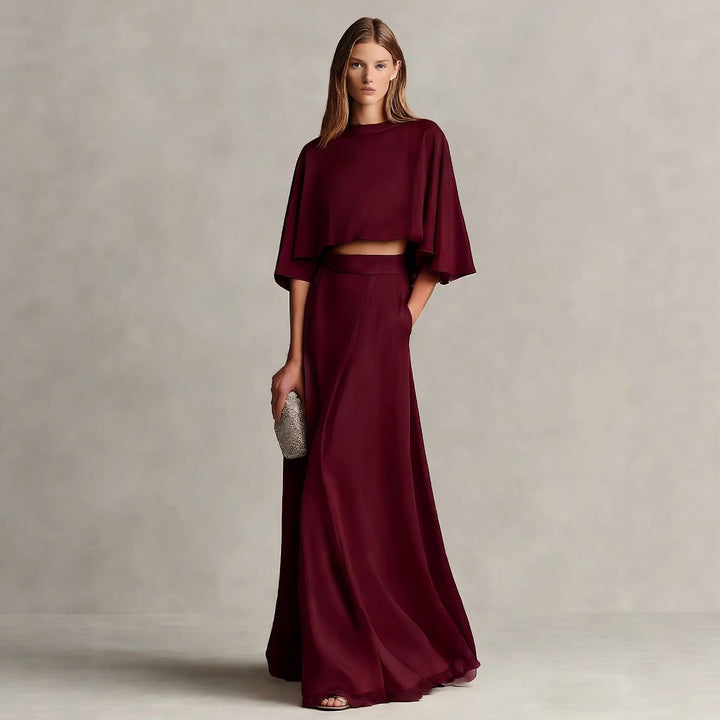 Damen-Satin-Zweiteiler – minimalistischer, legerer Schnitt
