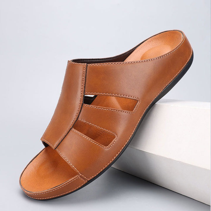 Offene Herrensandalen aus Leder – Gepolsterter, bequemer Casual Schnitt