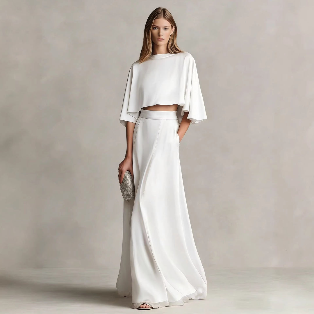 Damen-Satin-Zweiteiler – minimalistischer, legerer Schnitt