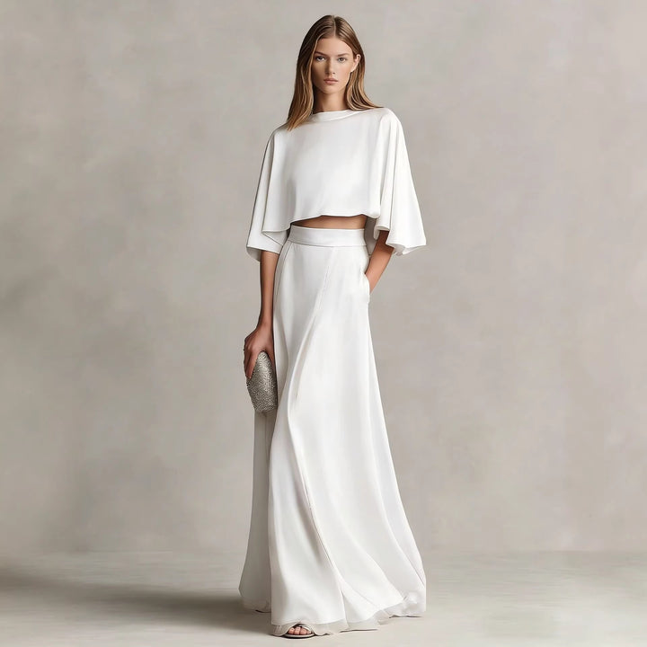 Damen-Satin-Zweiteiler – minimalistischer, legerer Schnitt
