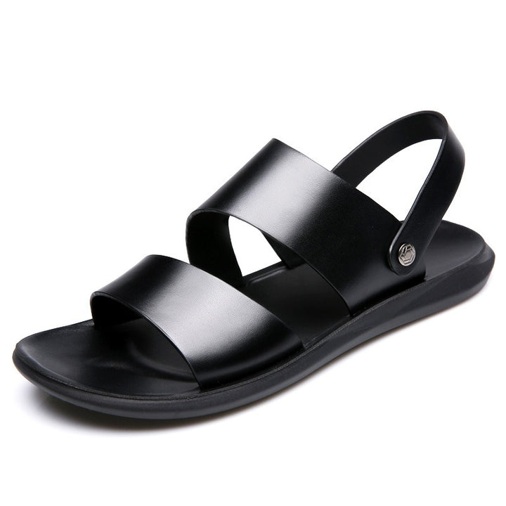 Men's Genuine Leather Sandals – Thick Comfortable Sole Beach