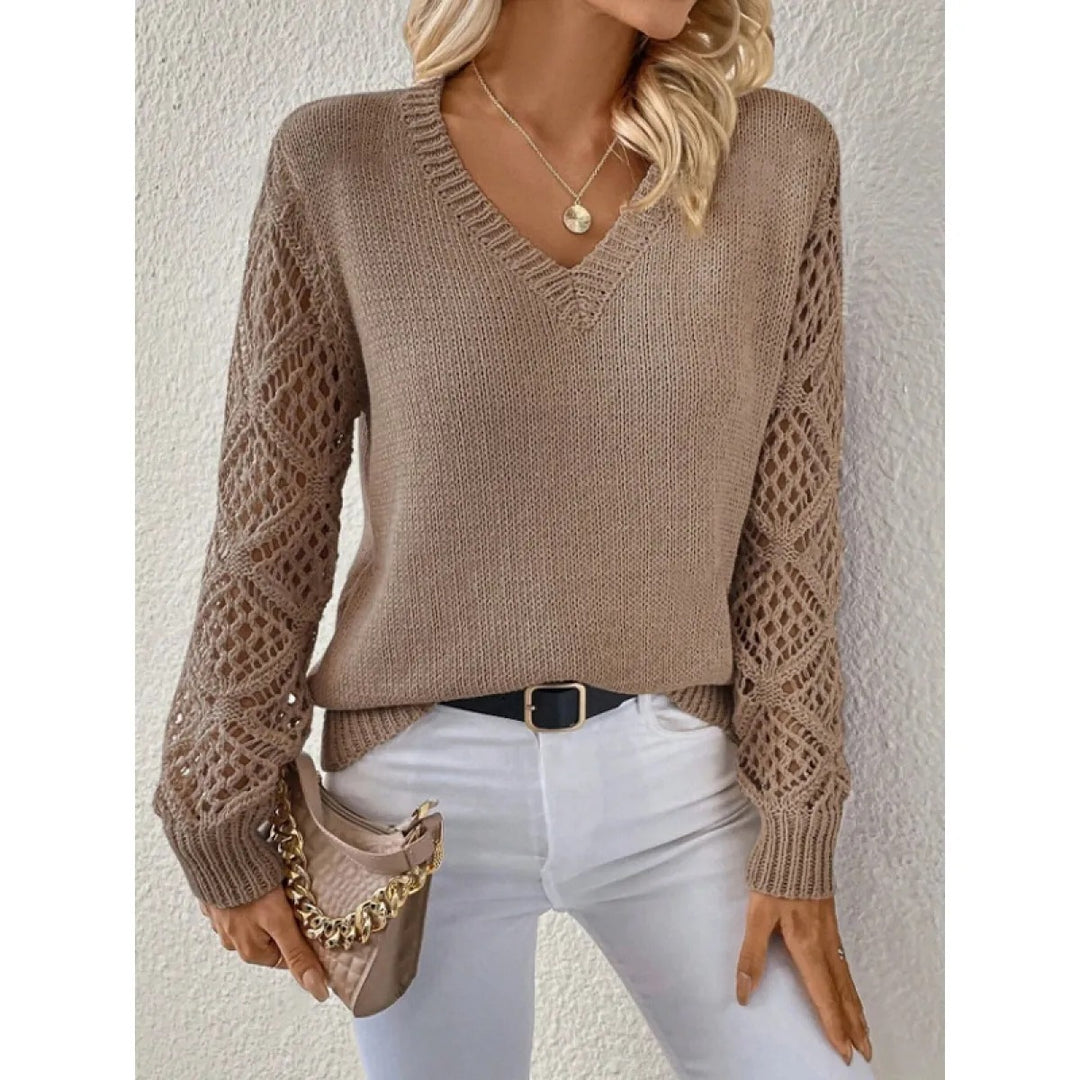 Damenpullover aus Strick - Moderne Lochstrickärmel