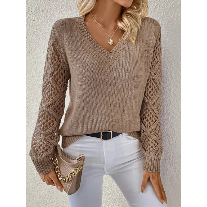 Damenpullover aus Strick - Moderne Lochstrickärmel