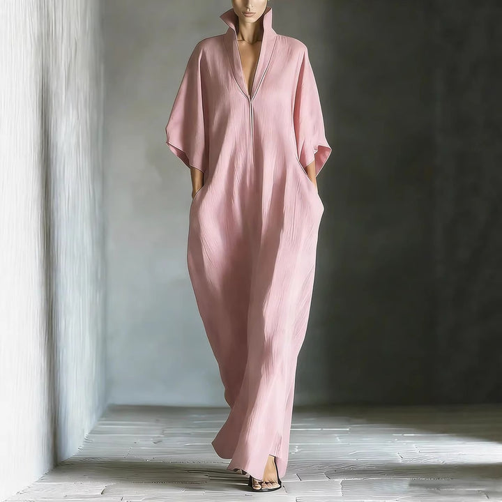 Maxikleid für Damen – lässiger Wellenschnitt mit V-Ausschnitt