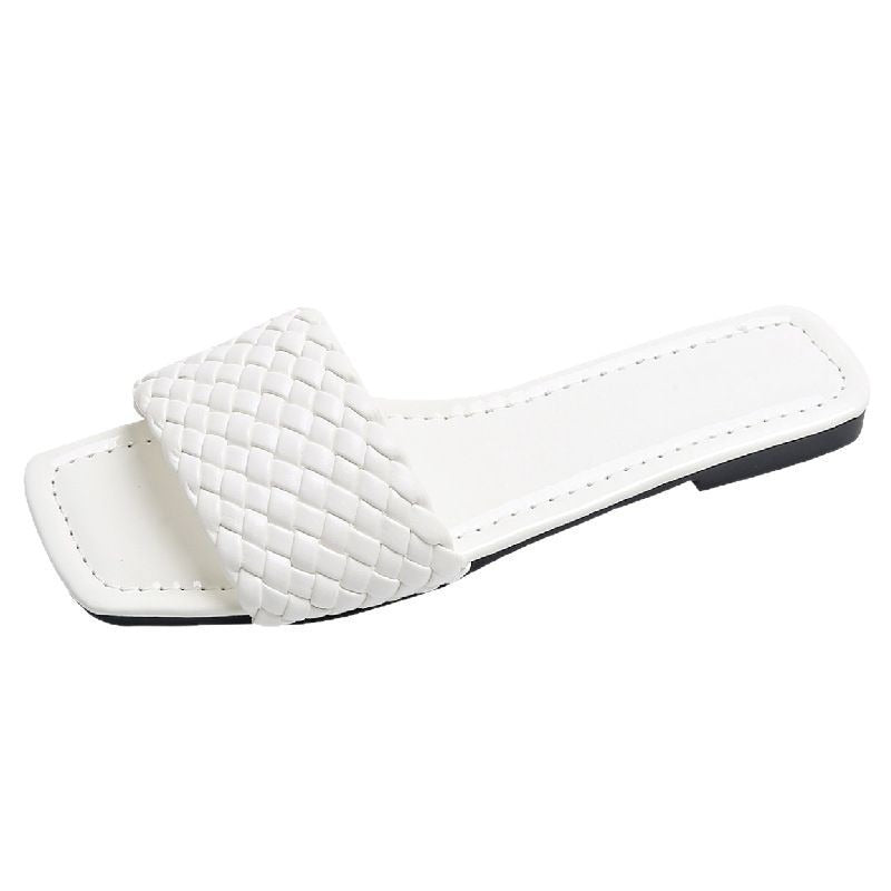 Women's Flat Sandals with Square Toe – Minimalist Slip-On Mule