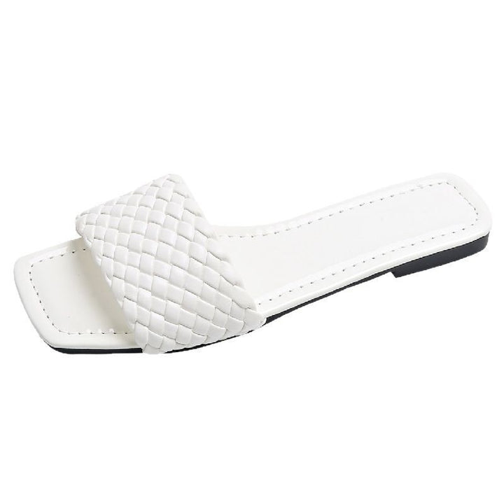 Women's Flat Sandals with Square Toe – Minimalist Slip-On Mule