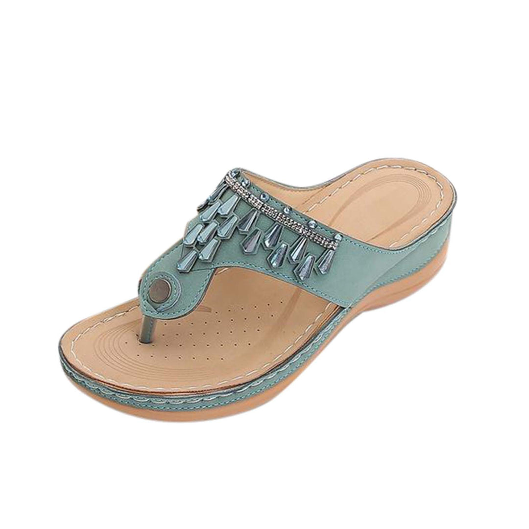 Damen Keilsandalen mit mittelhohem Absatz – Rutschfeste Zehensandalen-Optik