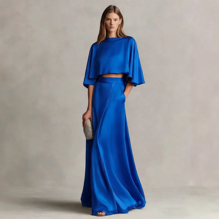 Damen-Satin-Zweiteiler – minimalistischer, legerer Schnitt