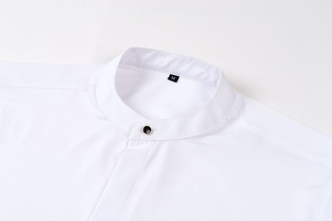 Herrenhemd mit Mao-Kragen und langen Ärmeln – Leichter Slim Fit für Anzug