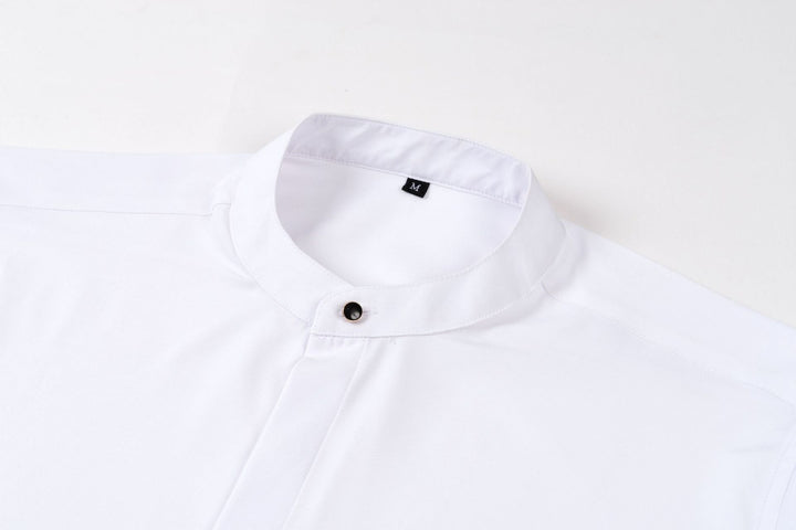 Herrenhemd mit Mao-Kragen und langen Ärmeln – Leichter Slim Fit für Anzug