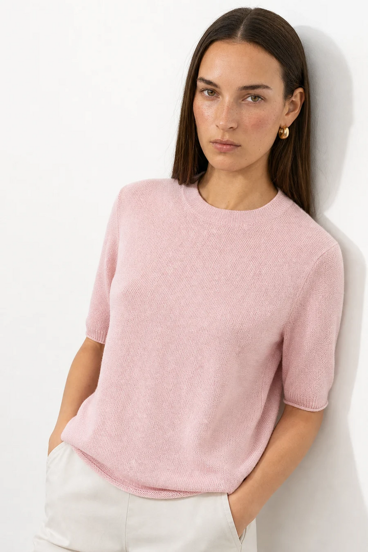 Maglia Donna a Maglia Fine Maniche Corte – Collo Rotondo Leggero