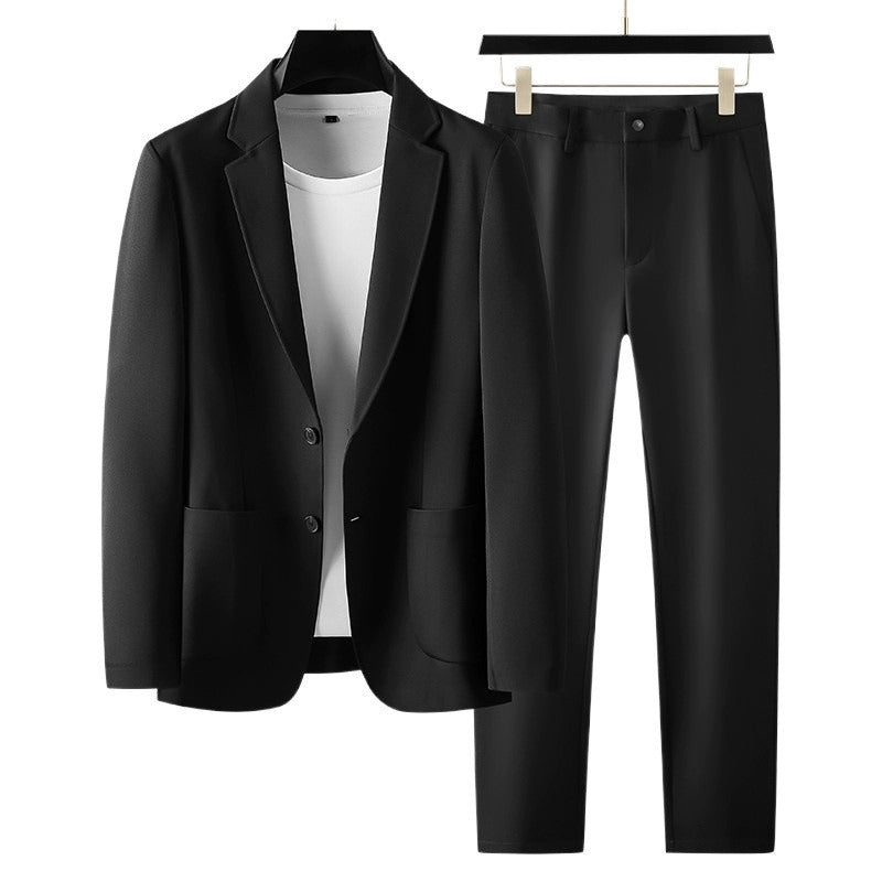 Men's Slim Two-Piece Suit – Lightweight Ice Silk Fabric