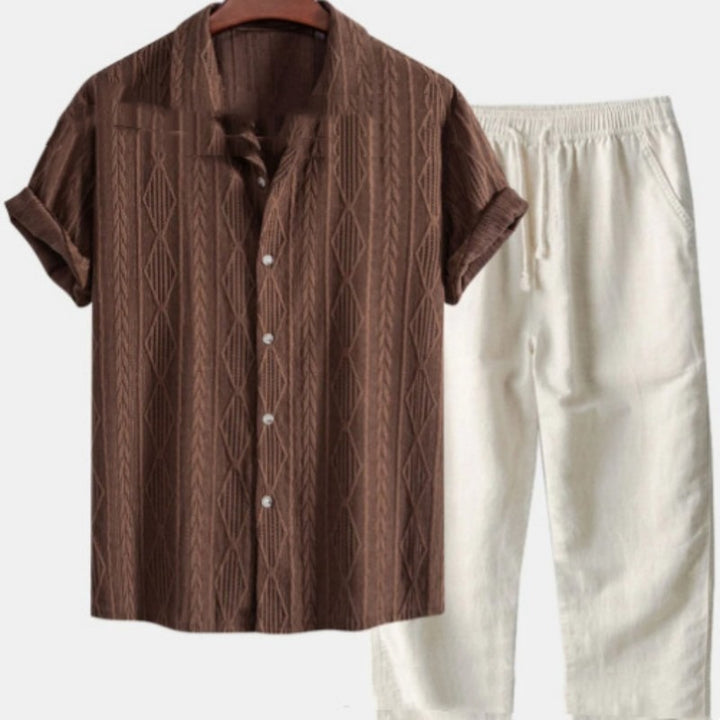 Men's Short Sleeve Shirt and Pants Set – Loose Casual Fit