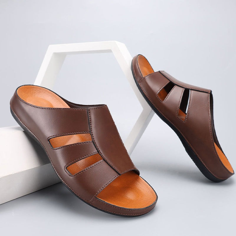 Offene Herrensandalen aus Leder – Gepolsterter, bequemer Casual Schnitt