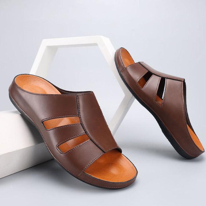 Offene Herrensandalen aus Leder – Gepolsterter, bequemer Casual Schnitt