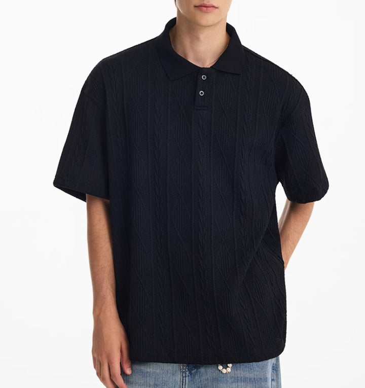 Men's Polo Shirt in Textured Knit – Structured Ribbed Finish