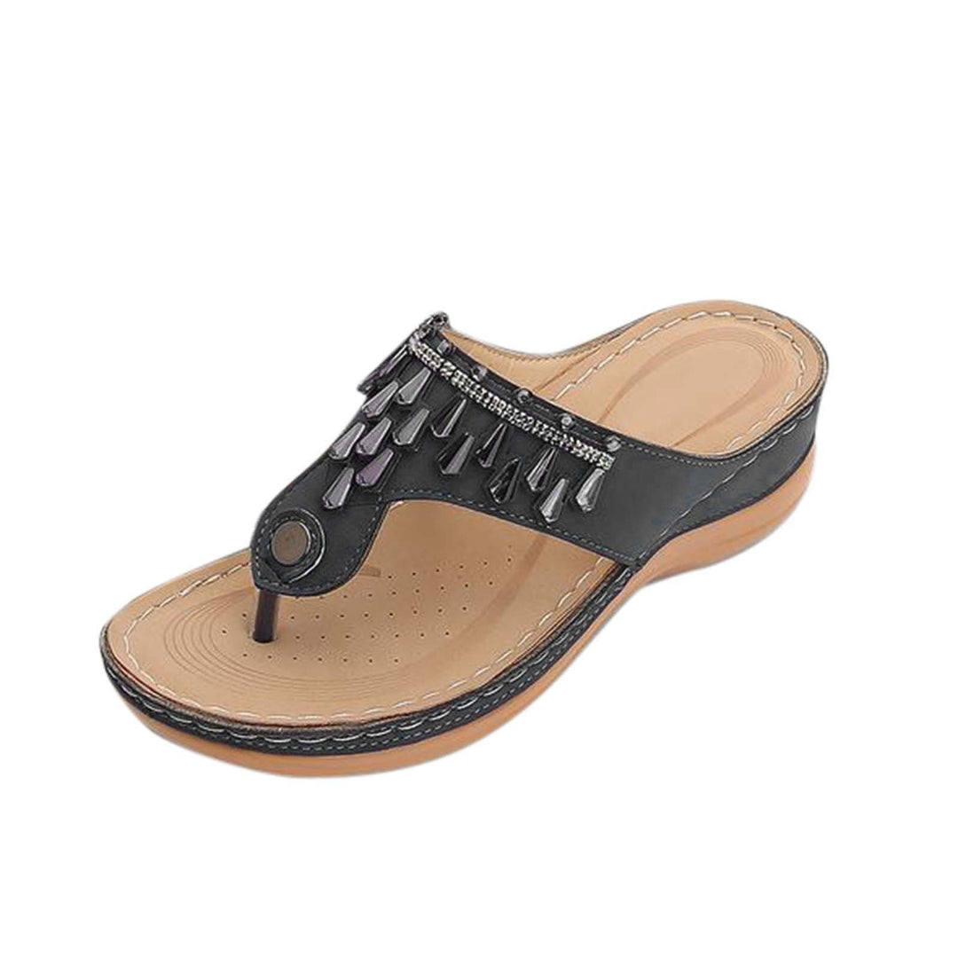 Damen Keilsandalen mit mittelhohem Absatz – Rutschfeste Zehensandalen-Optik