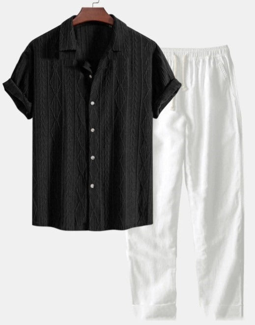Men's Short Sleeve Shirt and Pants Set – Loose Casual Fit
