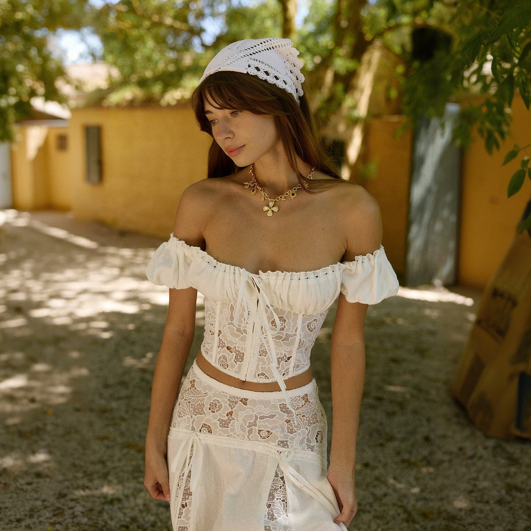 Women's Fitted Lace Top Set – Two-Piece Coordinated Outfit