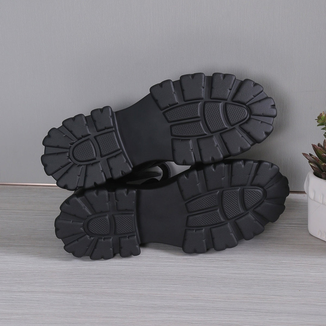 Sandales Plates Femme à Plateforme – Bride Réglable et Découpes Latérales