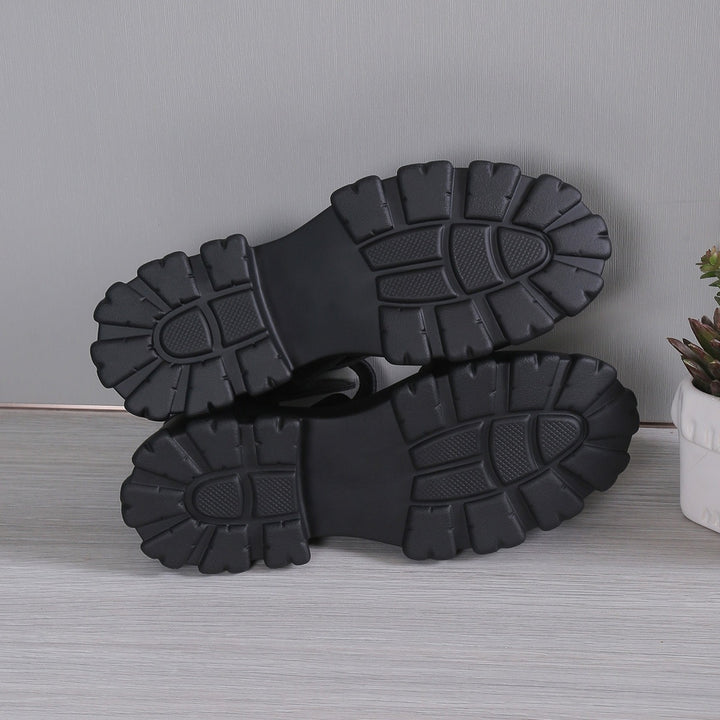 Sandales Plates Femme à Plateforme – Bride Réglable et Découpes Latérales