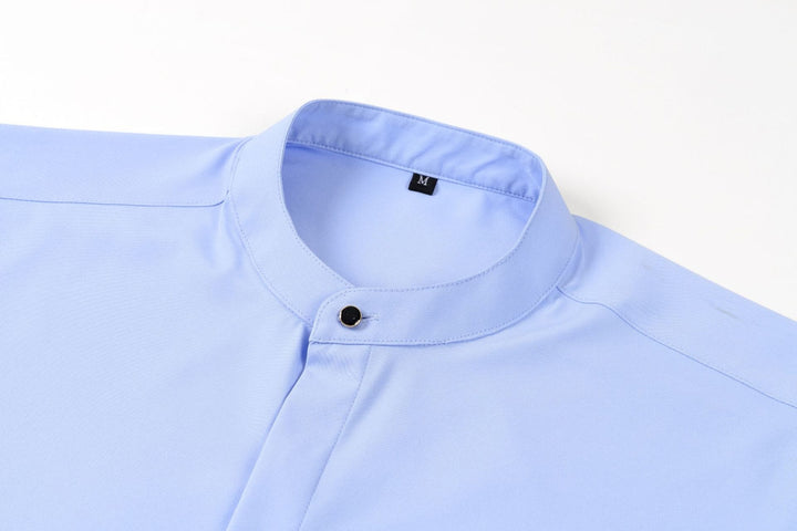 Herrenhemd mit Mao-Kragen und langen Ärmeln – Leichter Slim Fit für Anzug