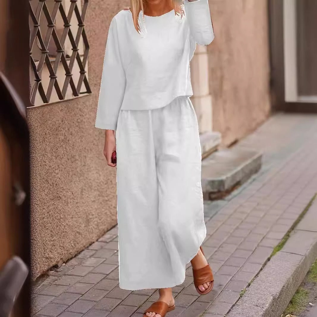 Ensemble Pantalon Large Femme – Costume Deux Pièces Décontracté