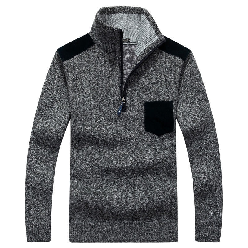 Herren-Pullover mit Stehkragen und Reißverschluss - Strukturierte Verarbeitung
