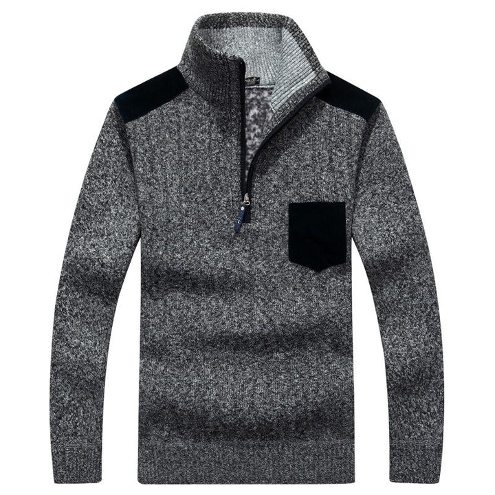 Herren-Pullover mit Stehkragen und Reißverschluss - Strukturierte Verarbeitung