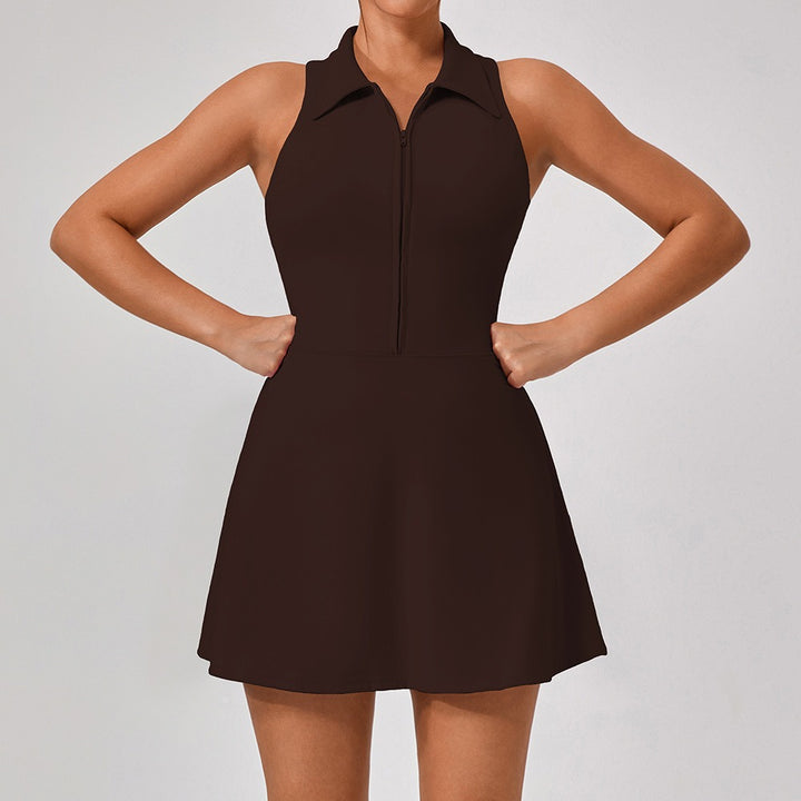 Robe Femme Col Polo – Fermeture Zippée Sans Manches