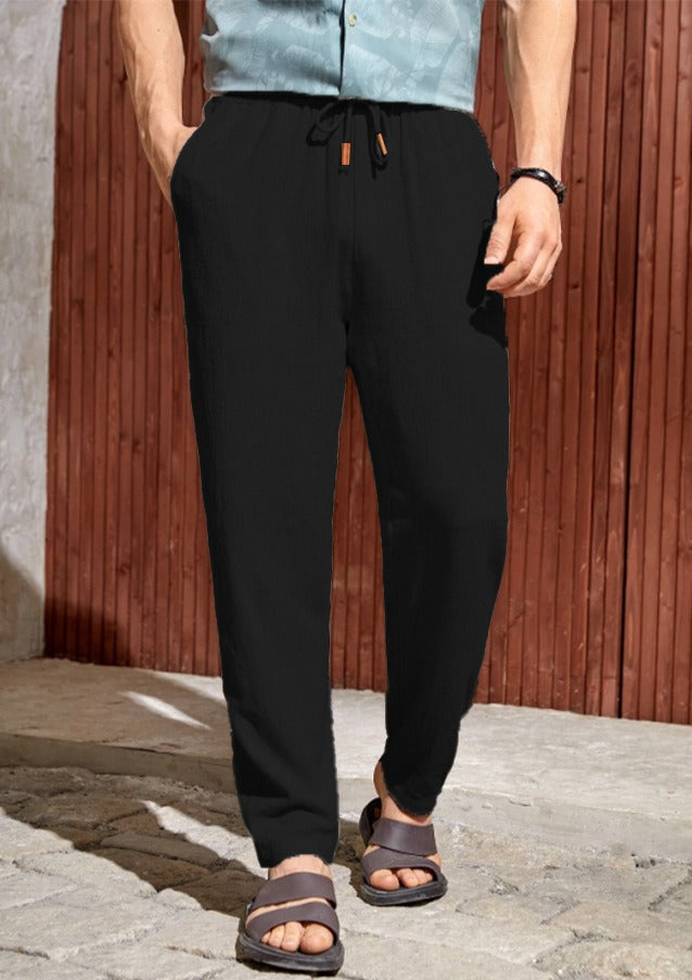 Herrenhose aus Baumwoll-Leinen – Lässiger Schnitt mit Kordelzug