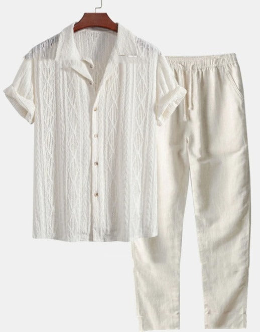 Men's Short Sleeve Shirt and Pants Set – Loose Casual Fit
