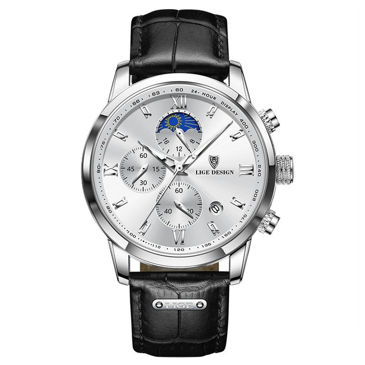Men's Multifunction Quartz Watch – 42mm Dial Waterproof