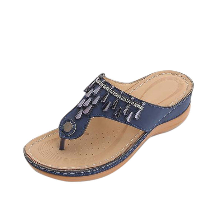 Damen Keilsandalen mit mittelhohem Absatz – Rutschfeste Zehensandalen-Optik