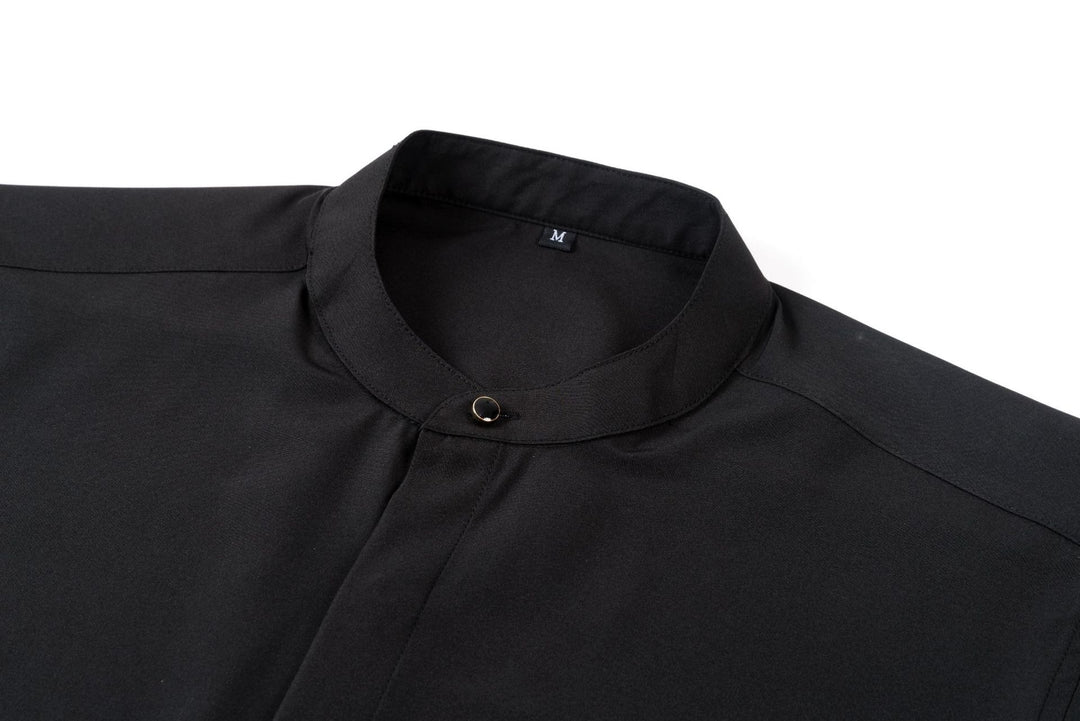 Herrenhemd mit Mao-Kragen und langen Ärmeln – Leichter Slim Fit für Anzug