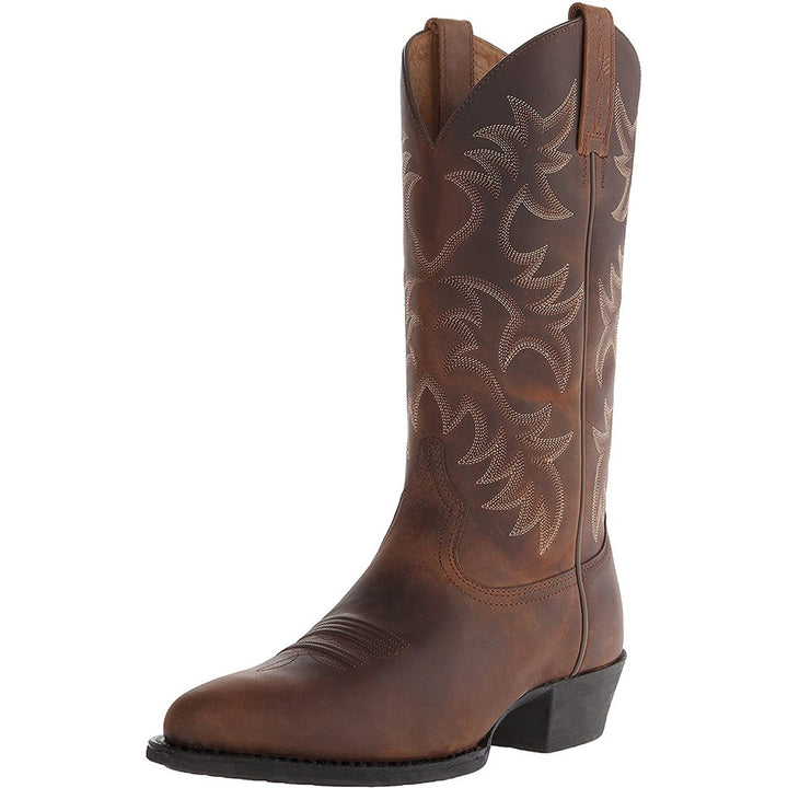 Bestickte Cowboy-Stiefel für Herren – hoher Schaft, quadratischer Absatz, zum Hineinschlüpfen
