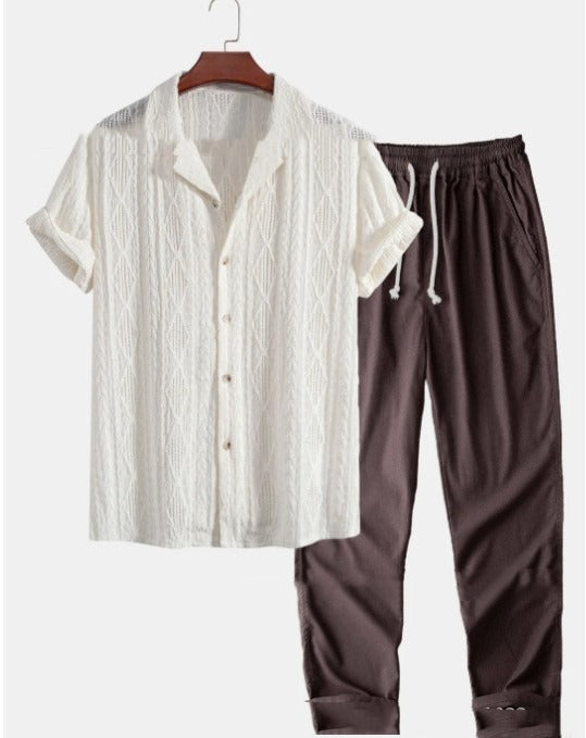 Men's Short Sleeve Shirt and Pants Set – Loose Casual Fit
