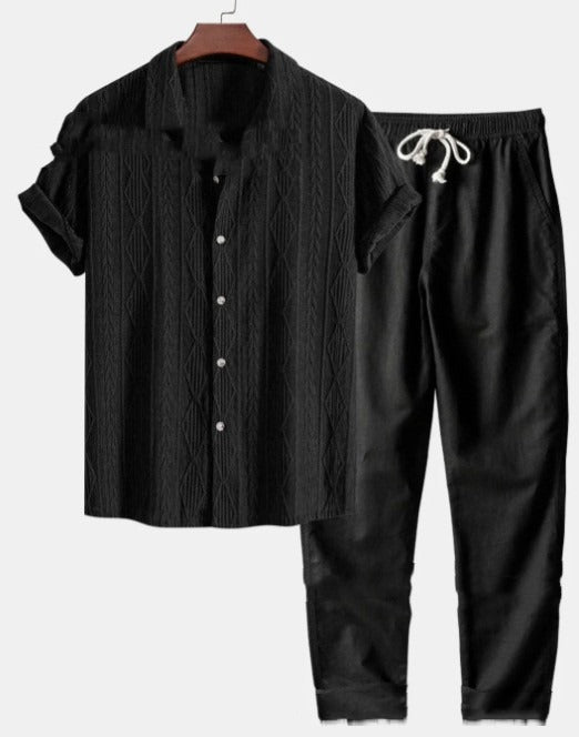 Men's Short Sleeve Shirt and Pants Set – Loose Casual Fit