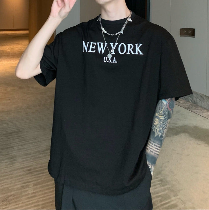 Men's Letter Print T-Shirt – Relaxed Fit